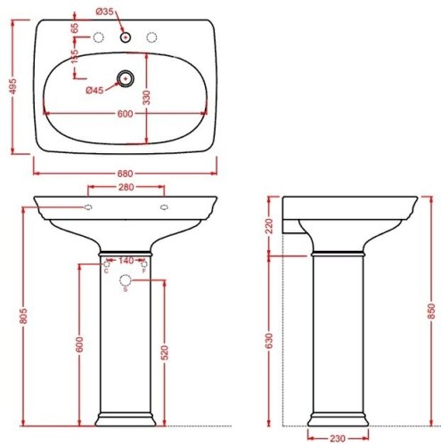 Раковина Artceram Civitas с пьедесталом с одним отверстием цвет черный CIL001 03 00