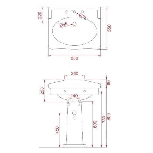 Раковина Artceram Hermitage на пьедестал/консоль с одним отверстием цвет белый HEL002 01 00