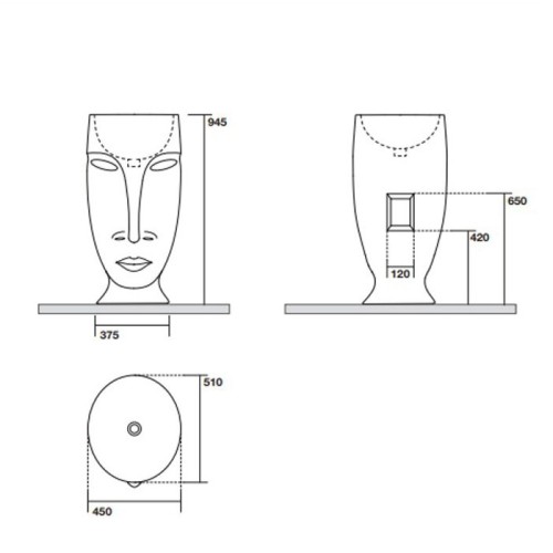 Раковина KERASAN напольный без перелива без отверстий цвет белый/серебро 474086