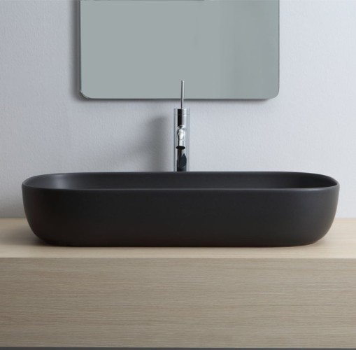 Раковина Scarabeo GLAM накладная без перелива без отверстий цвет черный матовый с антибактериальным и грязеотталкивающим покрытием BIOKER 1803 49 BK