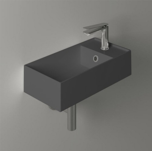 Раковина SIMAS AGILE подвесная или накладная с одним отверстием с полкой правой цвет антрацит матовый  AG50.AM