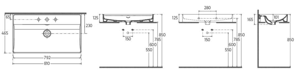 Раковина накладная ISVEA Vea 81 прямоугольная 81см отверстие под смеситель в комплекте сифон цвет белый