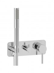 Внешняя часть настенного встраиваемого смесителя с переключателем на 3 потребителя и ручным душем IBRUBINETTI INDUSTRIA ID314