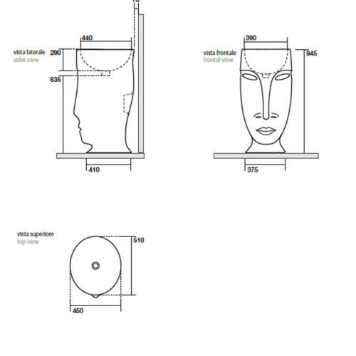 Раковина KERASAN напольный без перелива без отверстий цвет черный матовый 474031