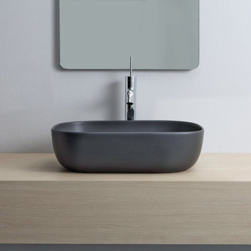 Раковина Scarabeo GLAM накладная без перелива без отверстий цвет черный матовый с антибактериальным и грязеотталкивающим покрытием BIOKER 1804 49 BK