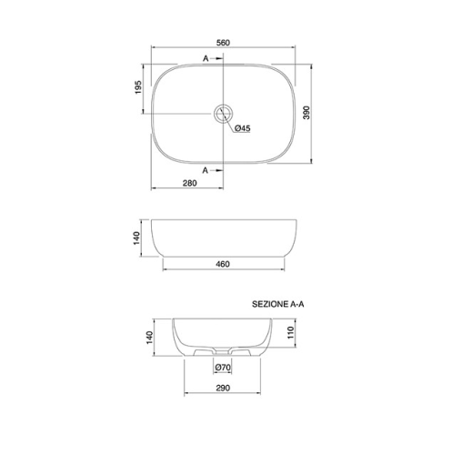 Раковина Scarabeo GLAM накладная без перелива без отверстий цвет черный матовый с антибактериальным и грязеотталкивающим покрытием BIOKER 1804 49 BK