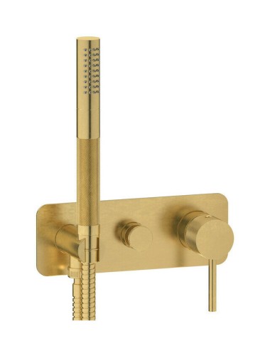 Внешняя часть настенного встраиваемого смесителя для душа с переключателем на 2 потребителя и ручным душем IBRUBINETTI INDUSTRIA ID313