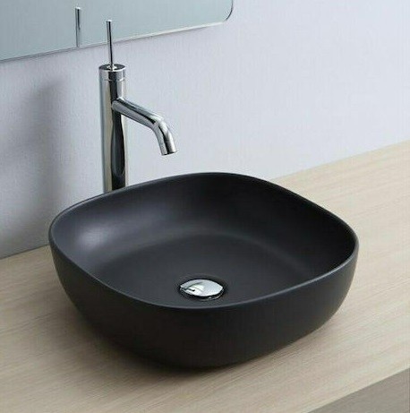 Раковина Scarabeo GLAM накладная без перелива без отверстий цвет черный матовый с антибактериальным и грязеотталкивающим покрытием BIOKER 1806 49 BK