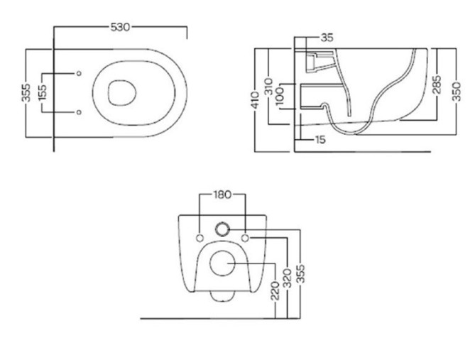 Унитаз HATRIA FUTURA A0Y9BA02 подвесной безободковый цвет черный матовый