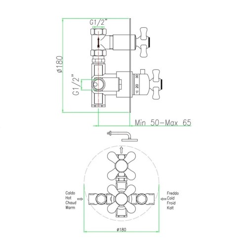 Смеситель для душа встраиваемый с термостатом Webert Armony AM970901010, золото