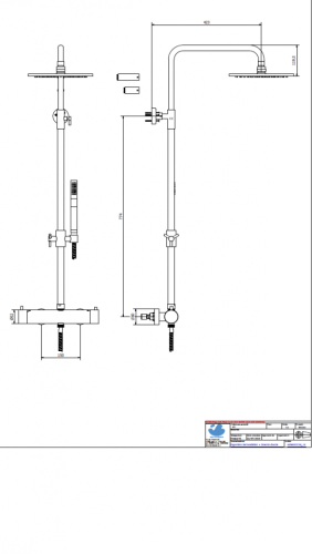 Душевая колонна с термостатом в комплекте с душевым гарнитуром IBRUBINETTI INDUSTRIA ID800