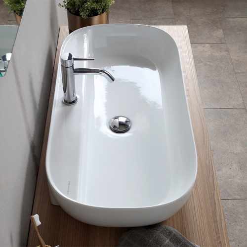 Раковина Scarabeo GLAM накладная без перелива с одним отверстием цвет белый 1801