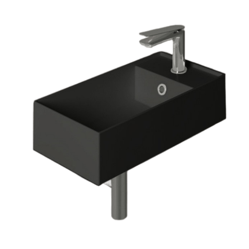 Раковина SIMAS AGILE подвесная или накладная с одним отверстием с полкой правой цвет черный матовый AG50.NM