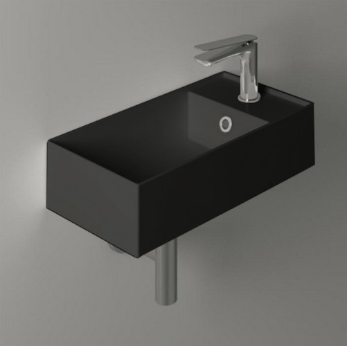 Раковина SIMAS AGILE подвесная или накладная с одним отверстием с полкой правой цвет черный матовый AG50.NM