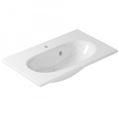 Раковина GALASSIA ERGO 7101 подвесная или встраиваемая сверху с одним отверстием с переливом цвет белый глянцевый