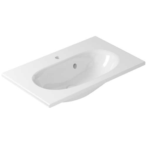 Раковина GALASSIA ERGO 7101 подвесная или встраиваемая сверху с одним отверстием с переливом цвет белый глянцевый