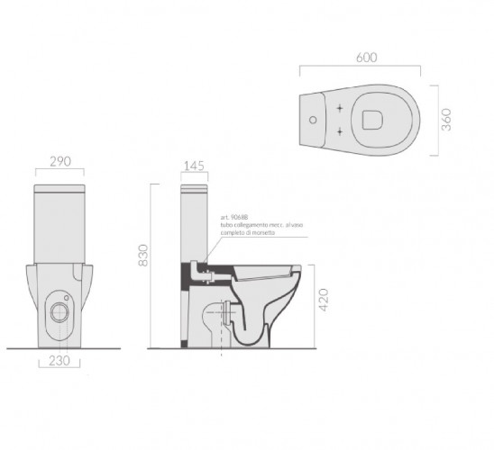Унитаз моноблок с бачком GALASSIA EDEN 7217+7218+9010 напольный цвет белый глянцевый