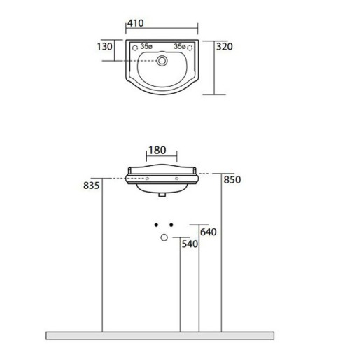 Раковина KERASAN подвесная без перелива с одним отверстием цвет белый 103301*1dx