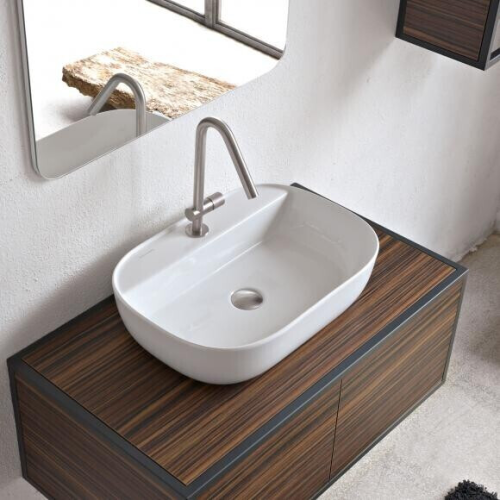 Раковина Scarabeo GLAM накладная без перелива с одним отверстием цвет белый 1802