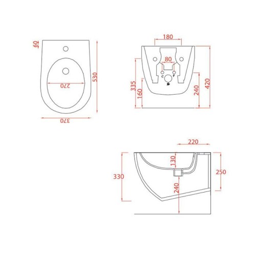 Биде Artceram File 2.0 подвесной с одним отверстием  цвет Red coral FLB001 14 00