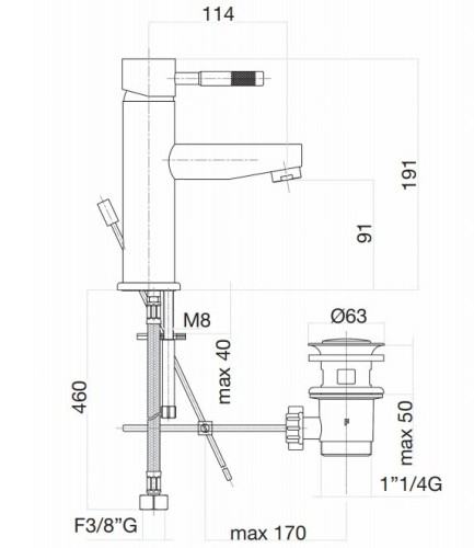 Смеситель для раковины Webert Rimini RI830102560. черный