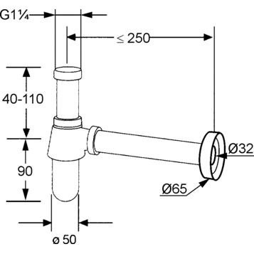 Сифон KLUDI 1010505-00 для раковины