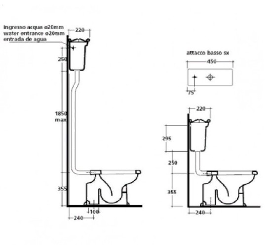 Механизм смыва GALASSIA ETHOS 9059 с цепочкой