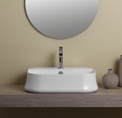 Раковина SIMAS SHARP накладная с одним отверстием цвет белый SH09