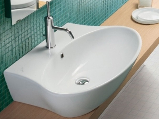 Раковина HATRIA NIDO YXEP01 накладная с одним отверстием с переливом цвет белый