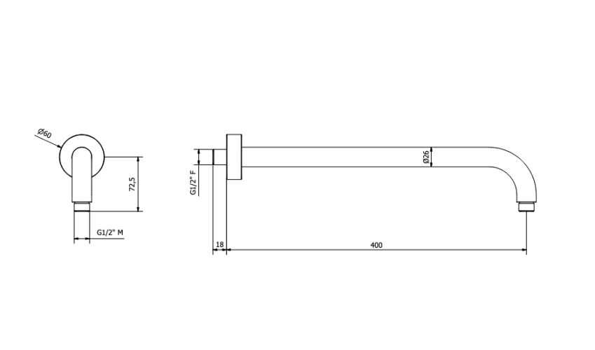 Кронштейн для верхнего душа IBRIBINETTI INDUSTRIA ID 050