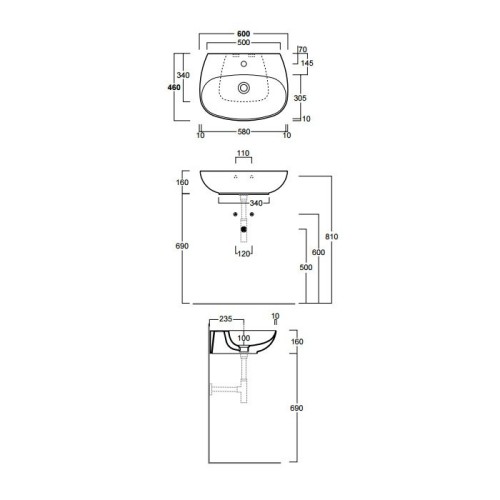 Раковина SIMAS VIGNONI подвесная или накладная с одним отверстием цвет белый VI10