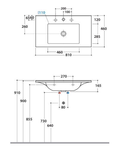 Раковина GLOBO ANITA подвесная или на мебель с одним отверстием и двумя намеченными цвет белый HA081BI
