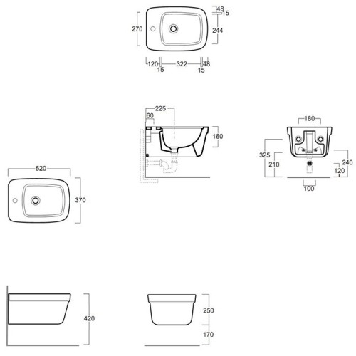Биде SIMAS EVOLUTION подвесное с одним отверстием цвет белый EVO19/F85