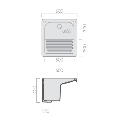 Раковина GALASSIA OSIRIDE 2003 хозяйственная встраиваемая сверху на тумбу 9001