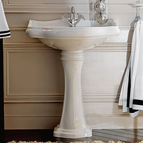 Раковина KERASAN подвесная с переливом с одним отверстием цвет белый 104601*1