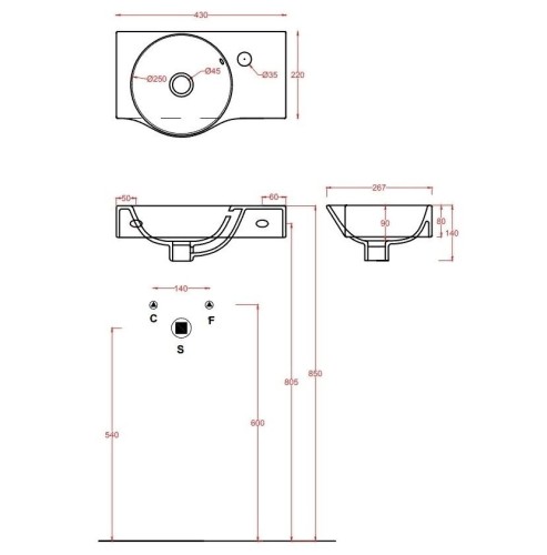 Раковина Artceram LAVAMANI UNION подвесная с одним отверстие цвет белый LML001 01 00