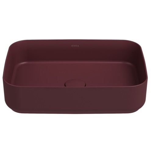 Раковина ISVEA Infinity накладная ШГВ 500*360*120 отверстия для смесителя отсутствуют цвет бордовый матовый