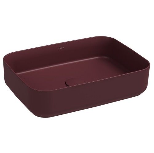 Раковина ISVEA Infinity накладная ШГВ 500*360*120 отверстия для смесителя отсутствуют цвет бордовый матовый