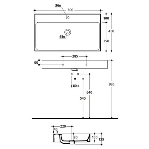 Раковина KERASAN подвесная с переливом с одним отверстием цвет белый 353301*1