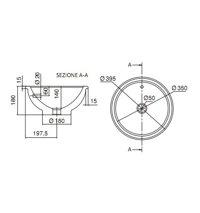 Раковина Scarabeo LAVABI D’ARREDO встраиваемая сверху с переливом без отверстий цвет белый 8021