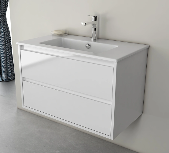 Тумба подвесная с раковиной ISVEA Pro 60 с двумя ящиками цвет белый