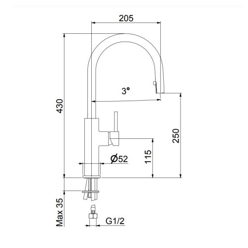 Смеситель для кухни Webert Lima LM940302560, черный
