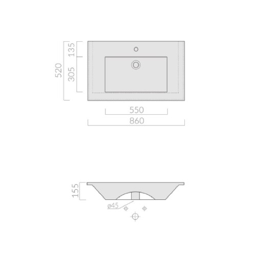 Раковина GALASSIA PLUS DESIGN 2031 подвесная или встраиваемая сверху с одним отверстием с переливом цвет белый глянцевый