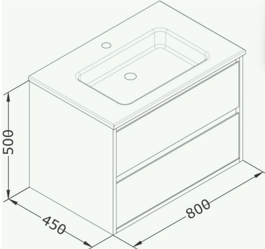 Тумба подвесная с раковиной ISVEA Pro 80 с двумя ящиками цвет белый
