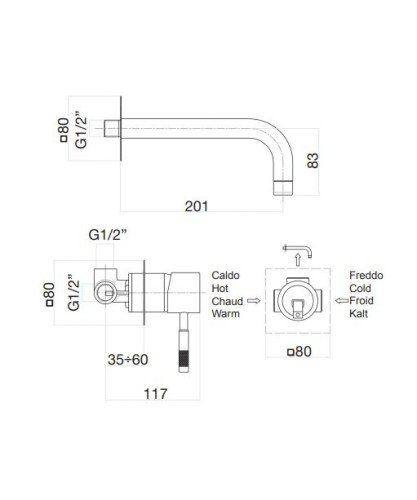Смеситель для раковины Webert Rimini RI830605794. золото матовое