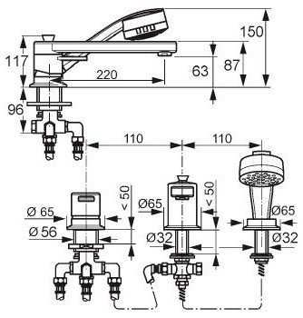 Смеситель KLUDI ZENTA 384470575 для ванны на бортик