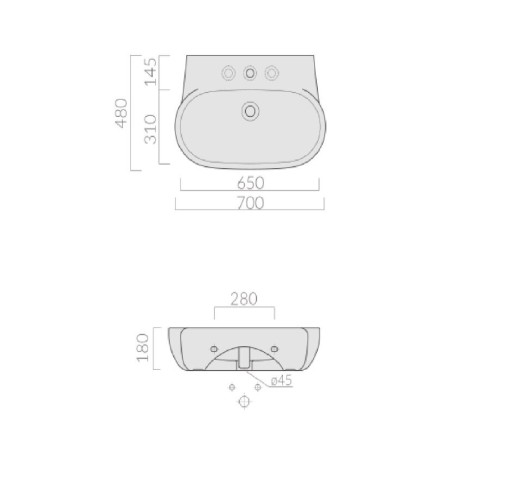 Раковина GALASSIA ERGO 7120 подвесная с одним отверстием с переливом цвет белый глянцевый