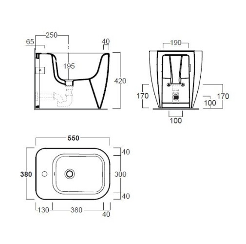 Биде SIMAS HENGES Напольное приставное с одним отверстием цвет белый HE04/F91