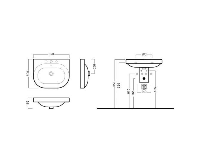 Раковина HATRIA DAYTIME Y0YT01 подвесная с одним отверстием с переливом цвет белый