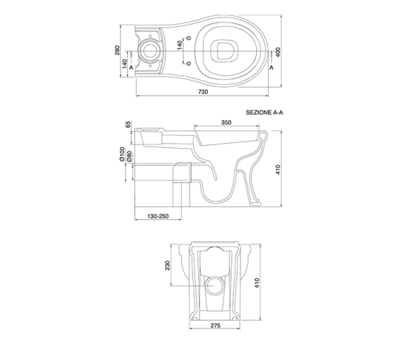 Чаша унитаза Scarabeo Castellana напольный моноблок цвет белый 5308